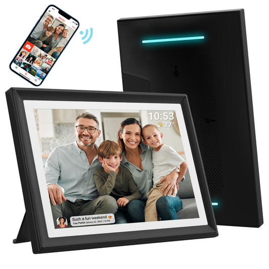 32GB FRAMEO 10.1 Inch WiFi Digital Photo Frame with LED Light, 1280x800 HD IPS LCD Touch Screen, Auto-Rotate Portrait and Landscape, 32GB Storage, Share Moments Instantly via Frameo App from Anywhere
