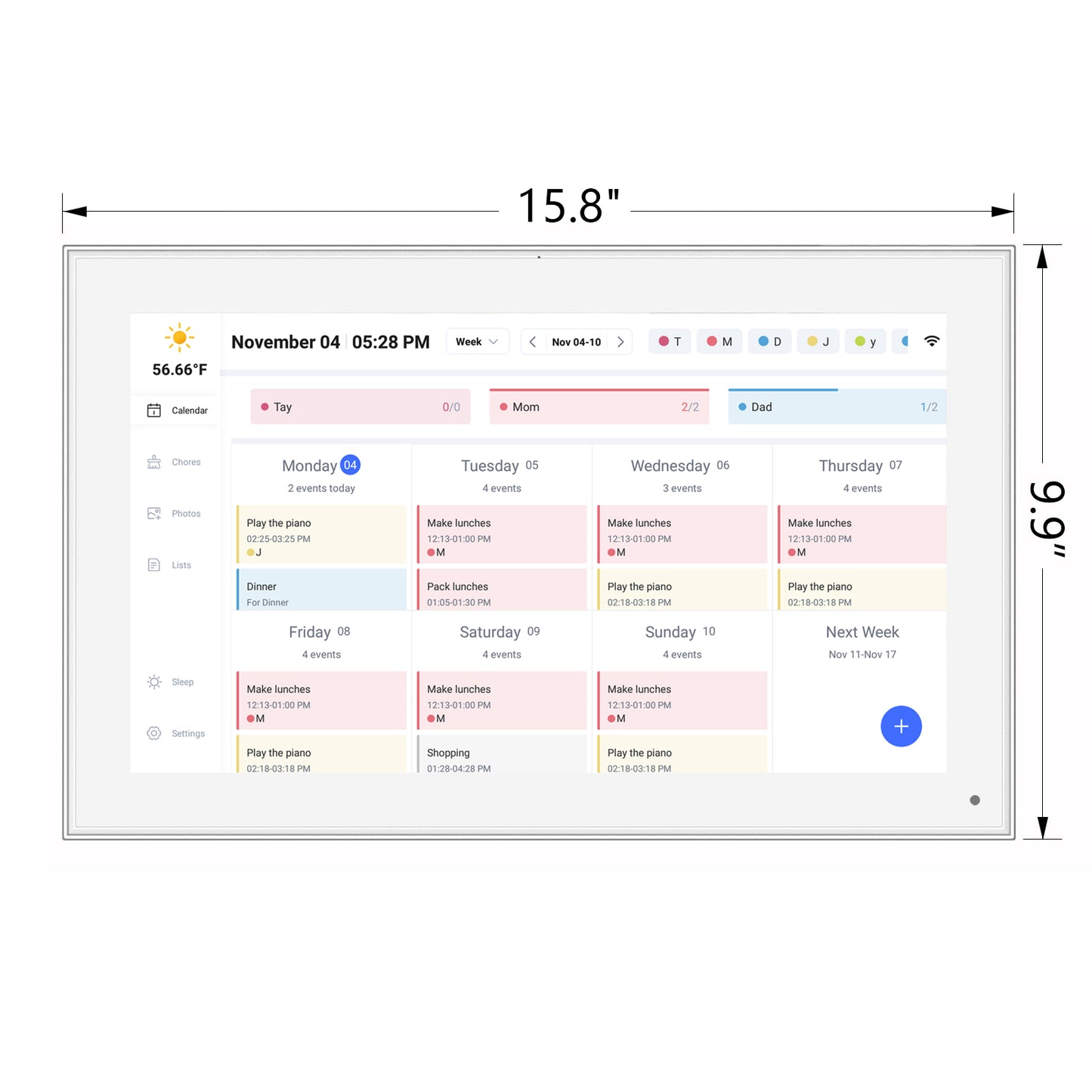 15.6 Inch Smart Digital Calendar IPS HD Touchscreen