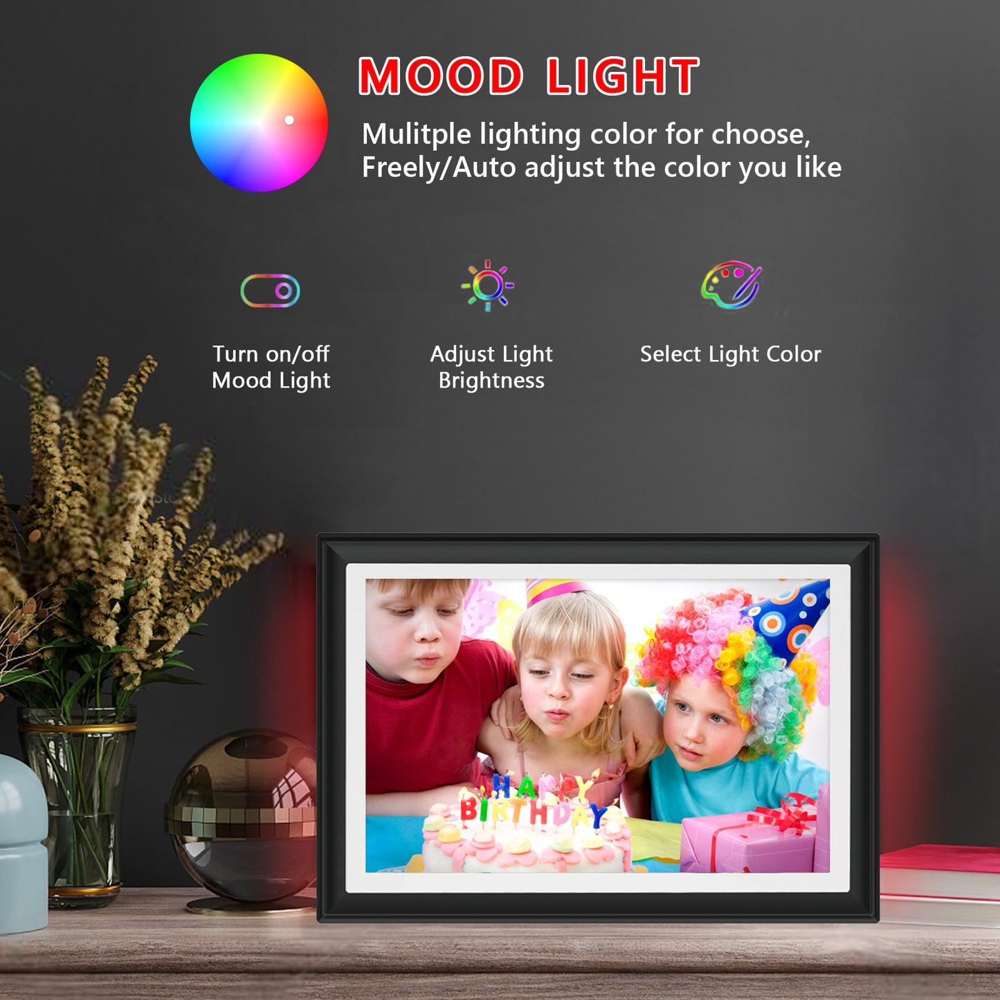 32GB FRAMEO 10.1 Inch WiFi Digital Photo Frame with LED Light, 1280x800 HD IPS LCD Touch Screen, Auto-Rotate Portrait and Landscape, 32GB Storage, Share Moments Instantly via Frameo App from Anywhere