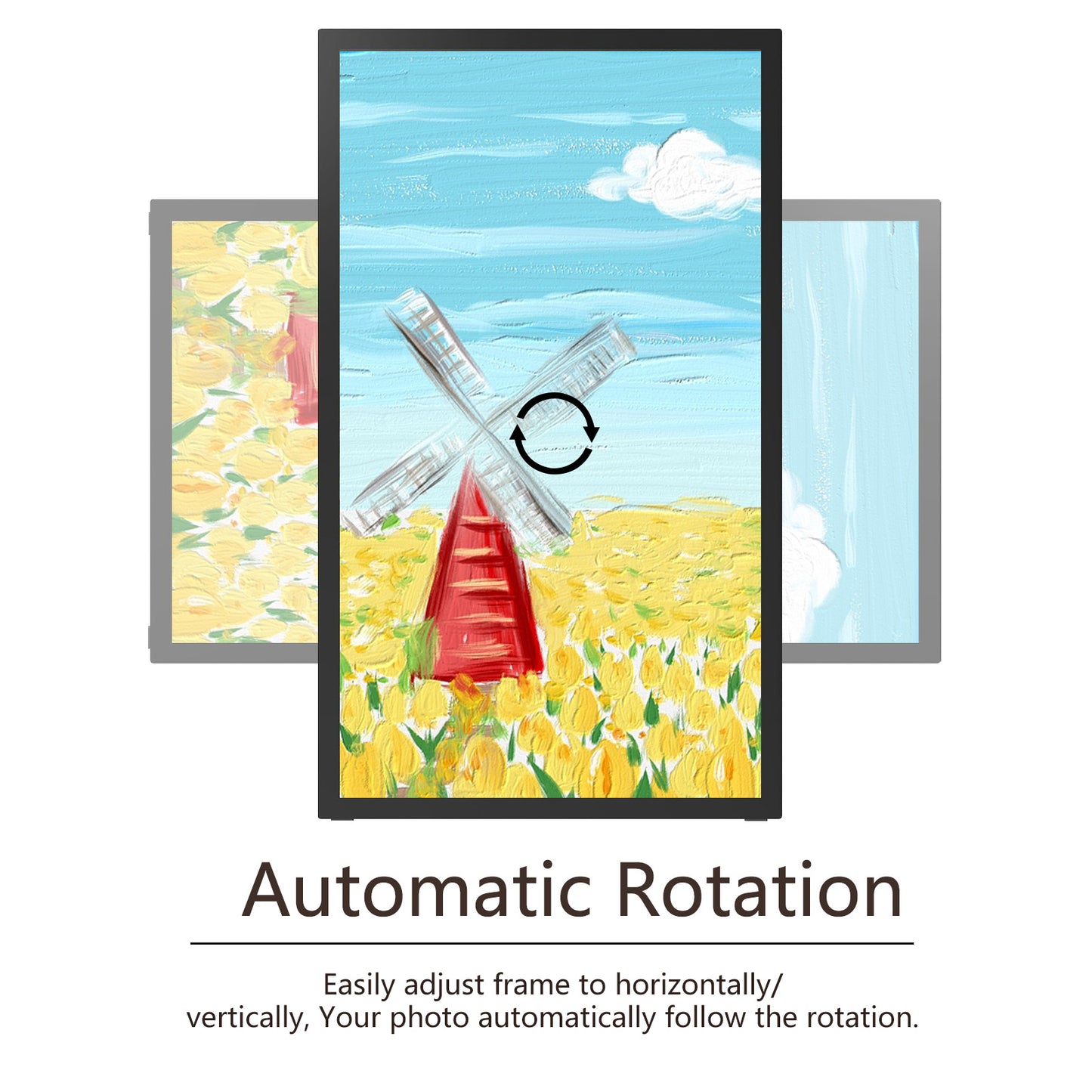 64GB 21.5inch FRAMEO Digital Photo Frame with 1920x1080 FHD IPS LCD Touch Screen, Dual-WiFi Share Photos & Videos Via Frameo App, Support USB Drive/Mirco SD Card Extend Storage, Auto-Rotat