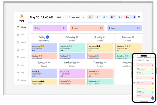 15.6 Inch Digital Calendar, Smart Digital Calendar Planner & Chore Chart, IPS FHD 1920x1080 Touchscreen Display for Family Schedules, Desk Stand Included, Wall Mountable - Share Photos & Videos