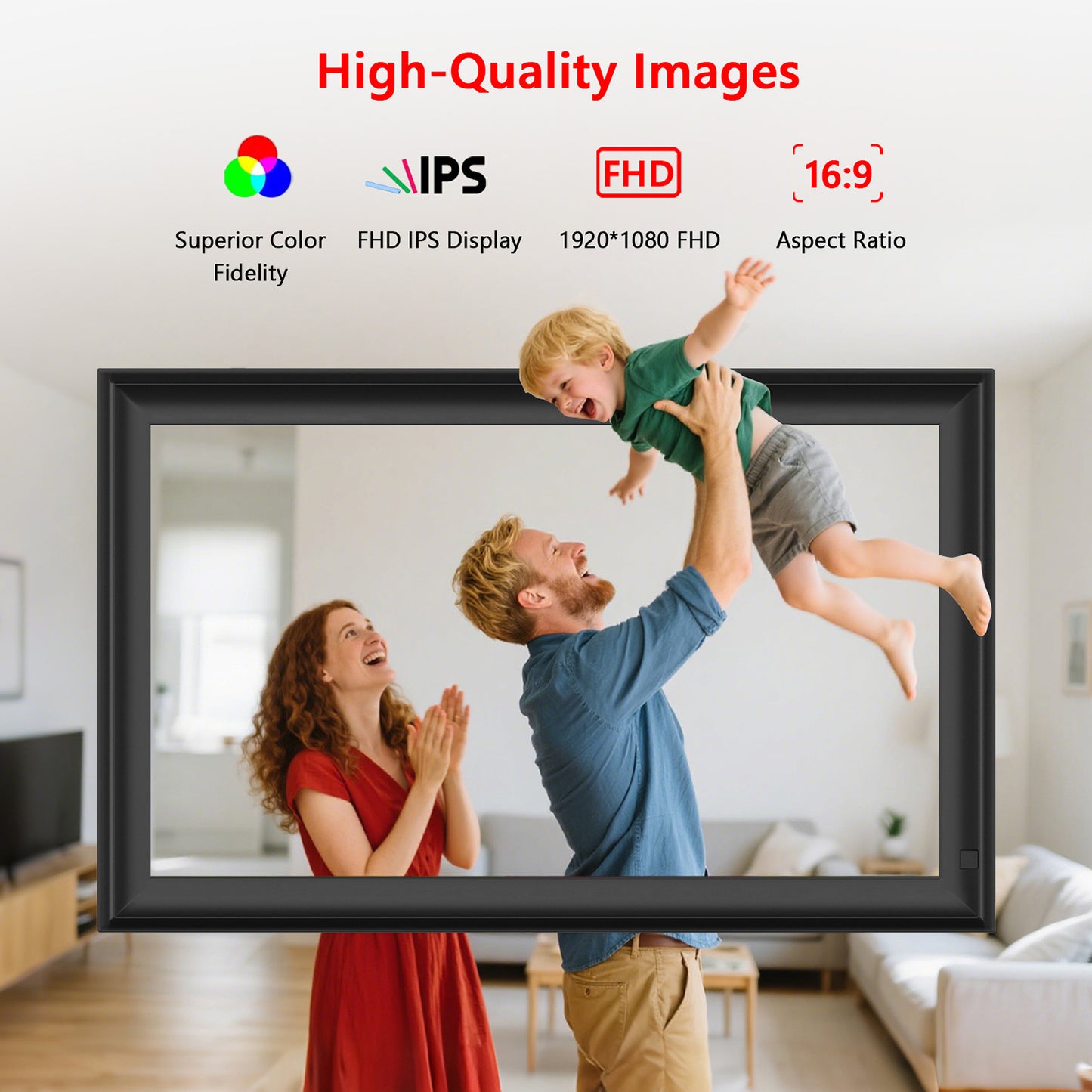 FRAMEO 15.6inch 32GB Digital Photo Frame with 1920x1080 FHD IPS LCD Touch Screen