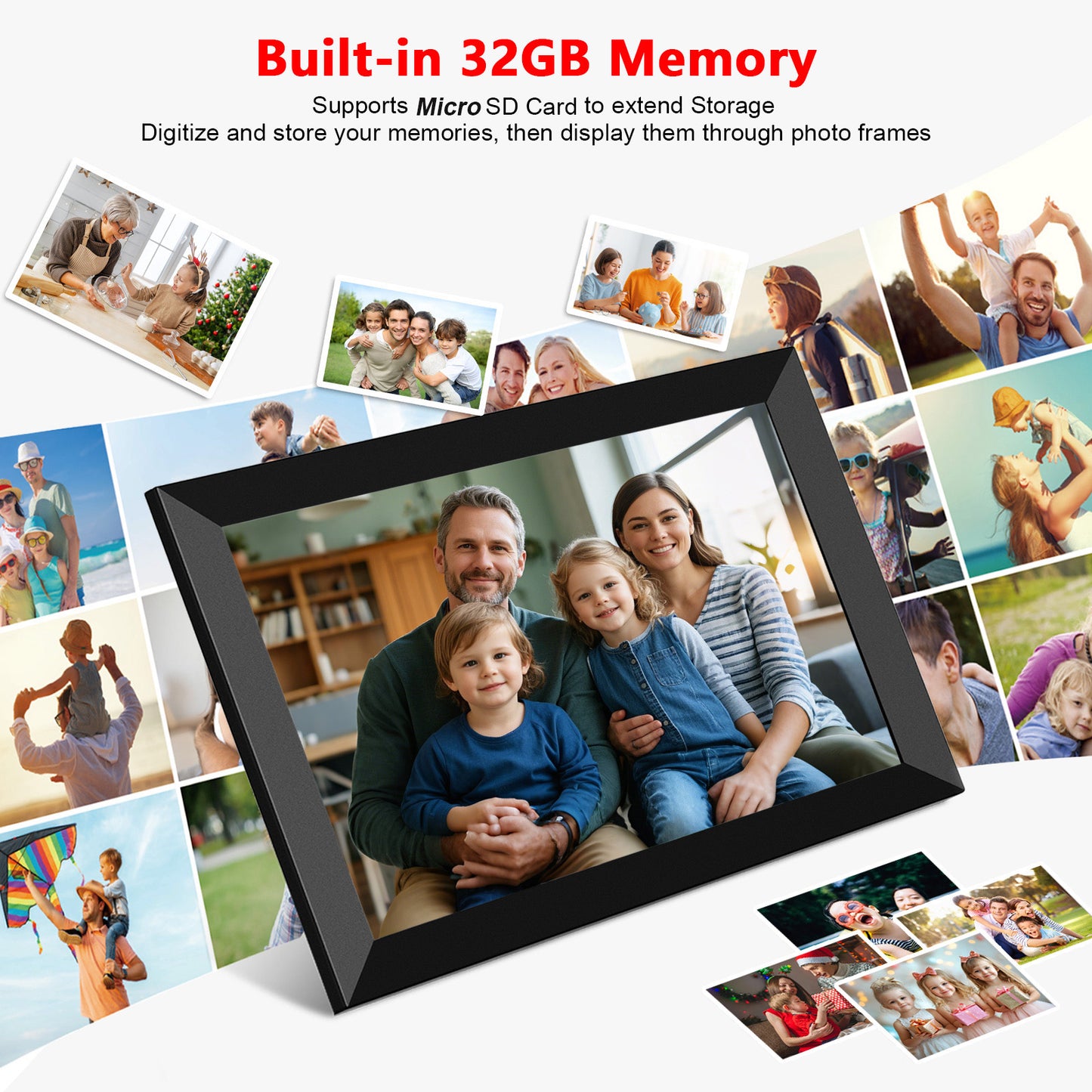 FRAMEO Digital Photo Frame, 10.1 Inch Wi-Fi Digital Picture Frame with 1280x800 IPS Touch Screen, Built-in 32GB Storage, Easy to Share Photos or Videos via Frameo App Auto-Rotate (Black)
