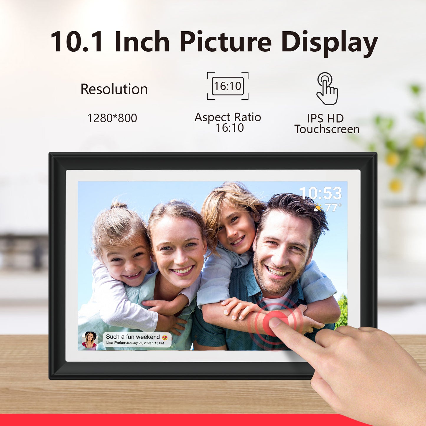 32GB FRAMEO 10.1 Inch WiFi Digital Photo Frame with LED Light, 1280x800 HD IPS LCD Touch Screen, Auto-Rotate Portrait and Landscape, 32GB Storage, Share Moments Instantly via Frameo App from Anywhere