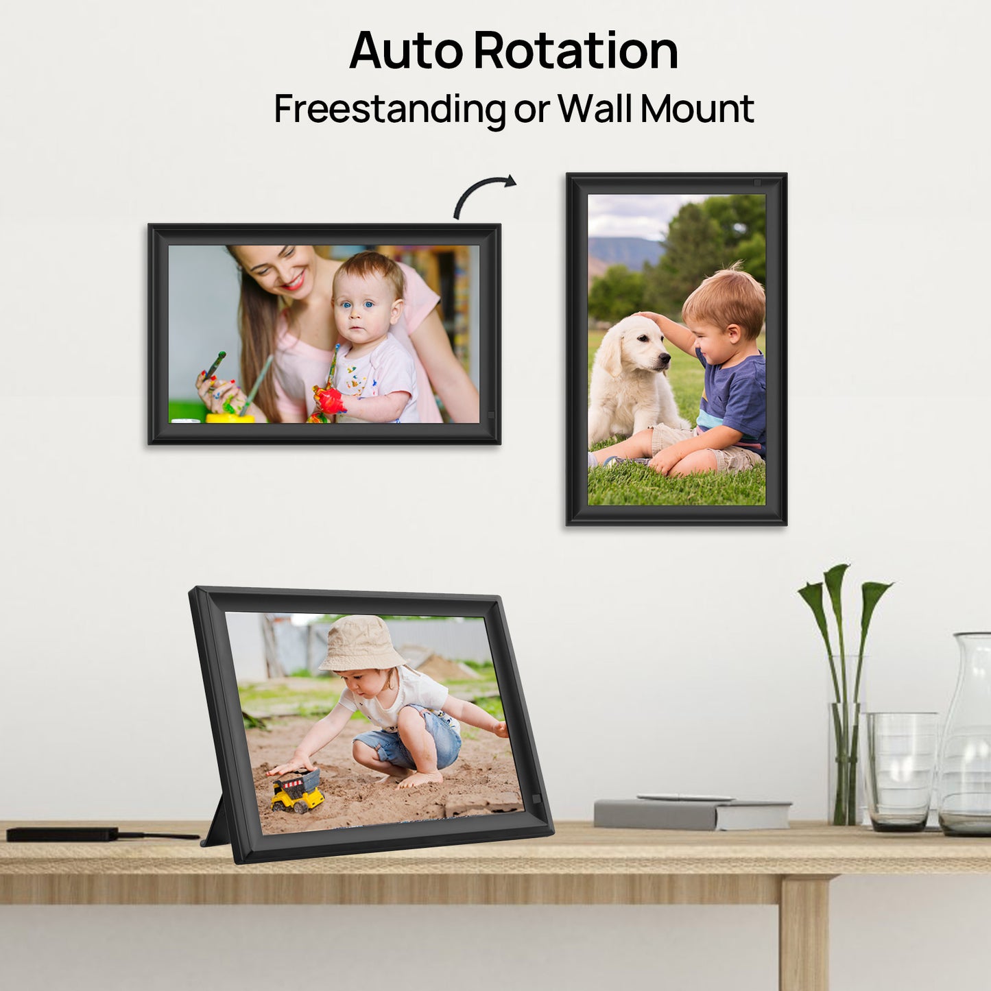 FRAMEO 15.6inch 32GB Digital Photo Frame with 1920x1080 FHD IPS LCD Touch Screen