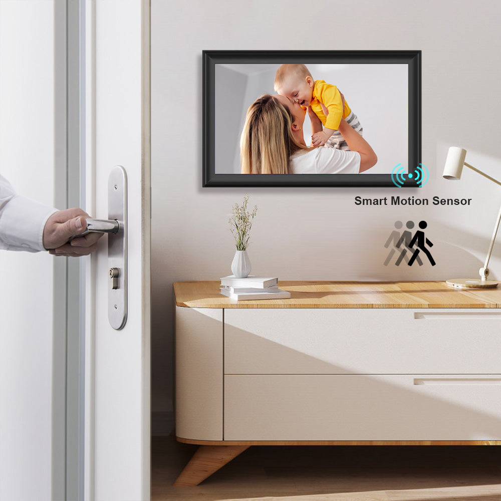 64GB FRAMEO 15.6 inch WiFi Digital Picture Frame 1920x1080 FHD Large Smart Digital Photo Frame IPS Touch Screen Auto-Rotate Wall Mountable Motion Sensor Share Photos/Videos Instantly via APP