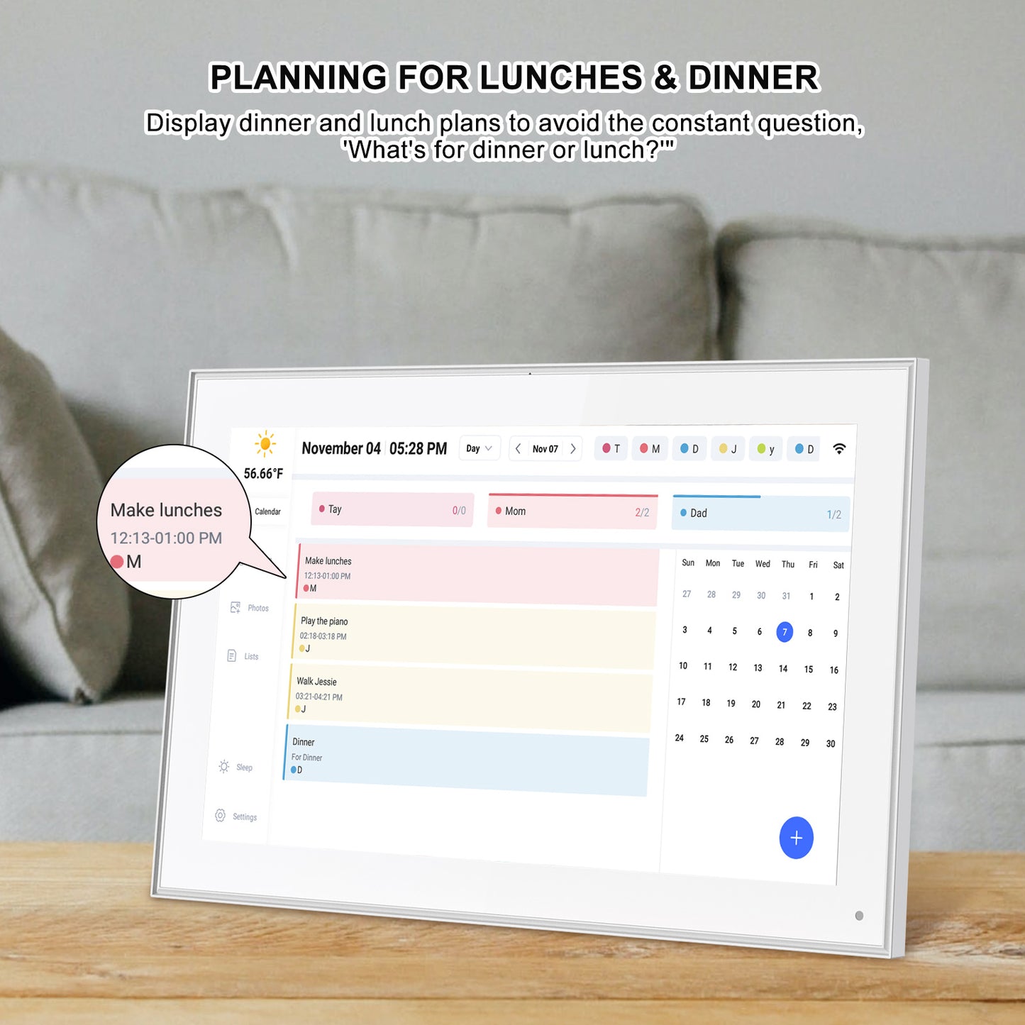 15.6 Inch Smart Digital Calendar IPS HD Touchscreen