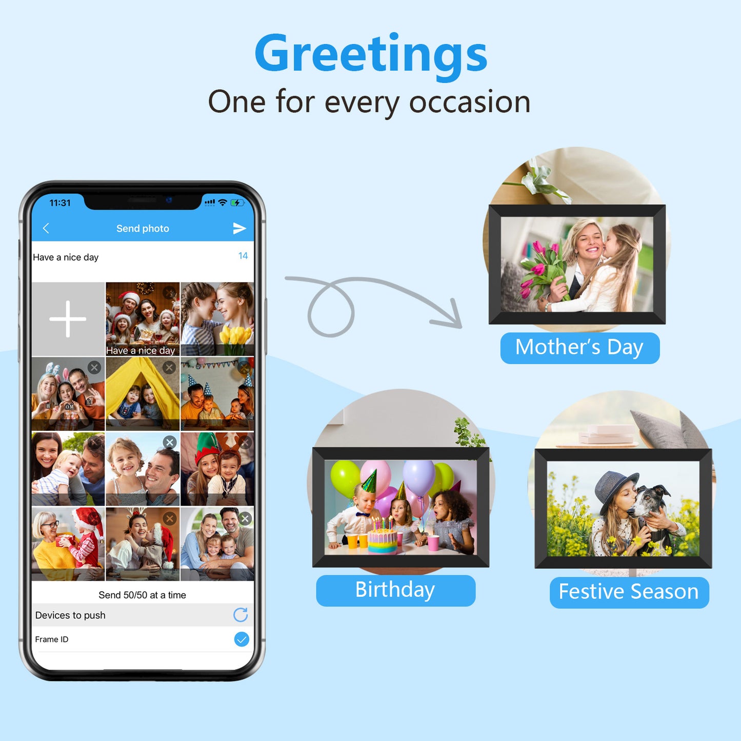 SSAWiFiFRAME Digital Photo Frame 10.1 inch WiFi Digital Picture Frame IPS Touch Screen 32GB Storage