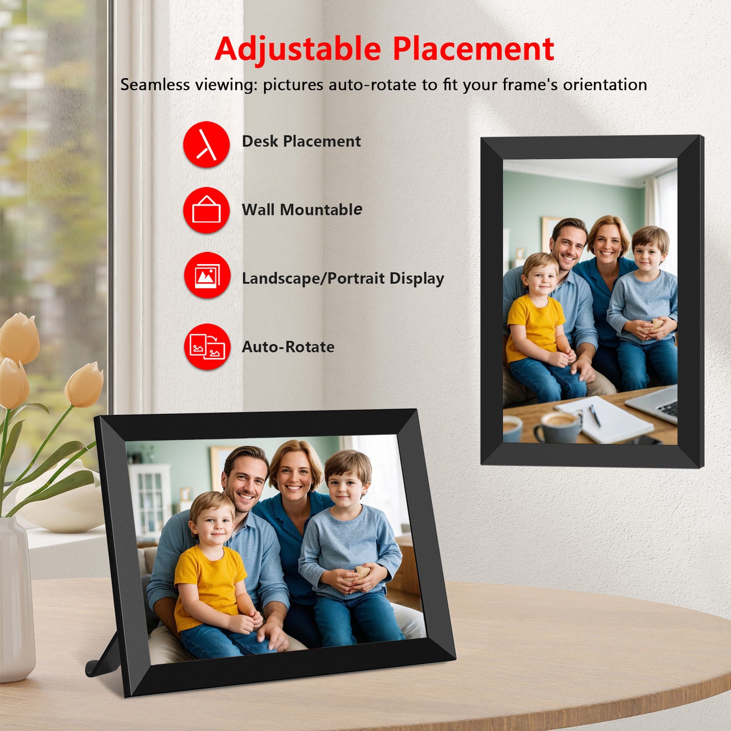 FRAMEO Digital Photo Frame, 10.1 Inch Wi-Fi Digital Picture Frame with 1280x800 IPS Touch Screen, Built-in 32GB Storage, Easy to Share Photos or Videos via Frameo App Auto-Rotate (Black)