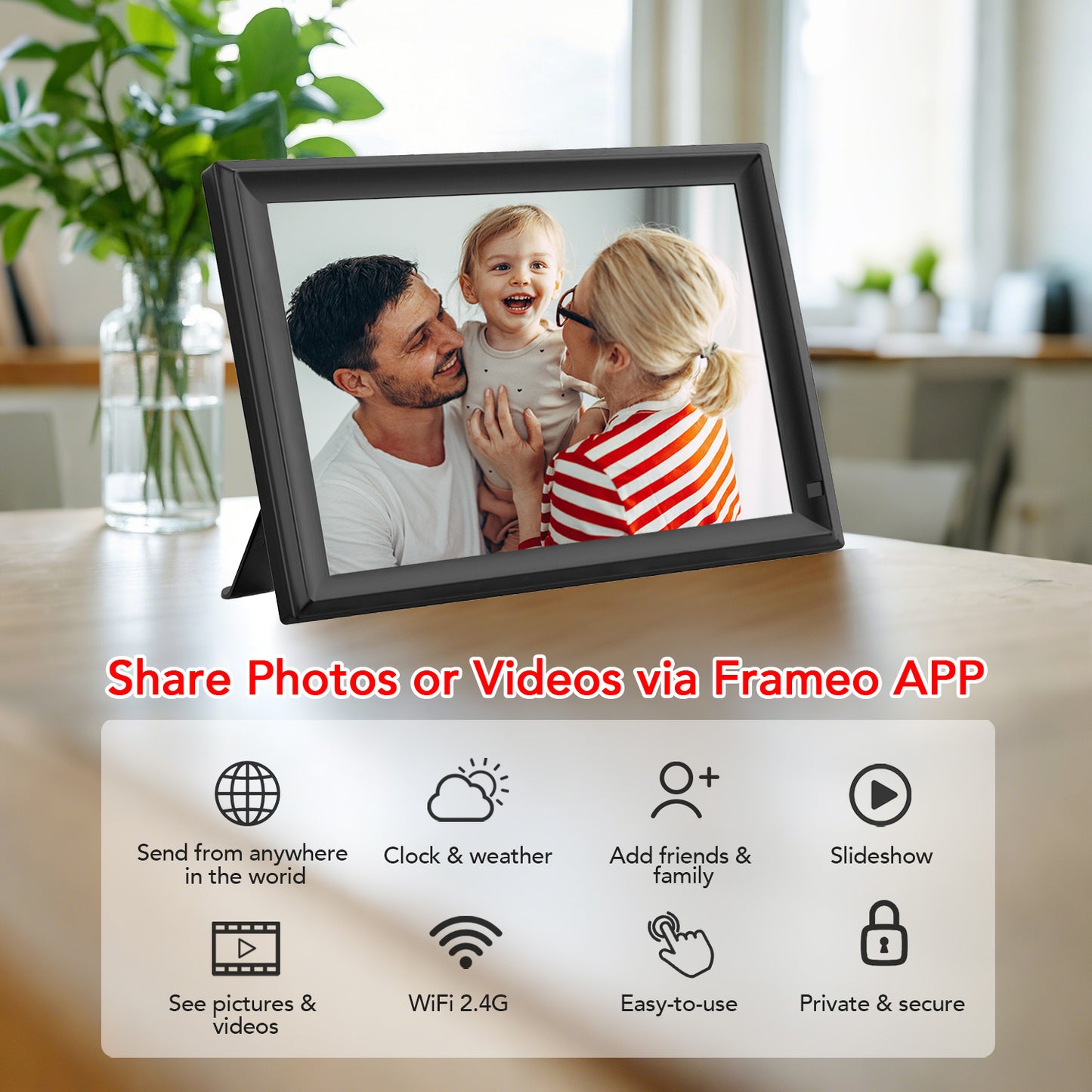 FRAMEO 15.6inch 32GB Digital Photo Frame with 1920x1080 FHD IPS LCD Touch Screen