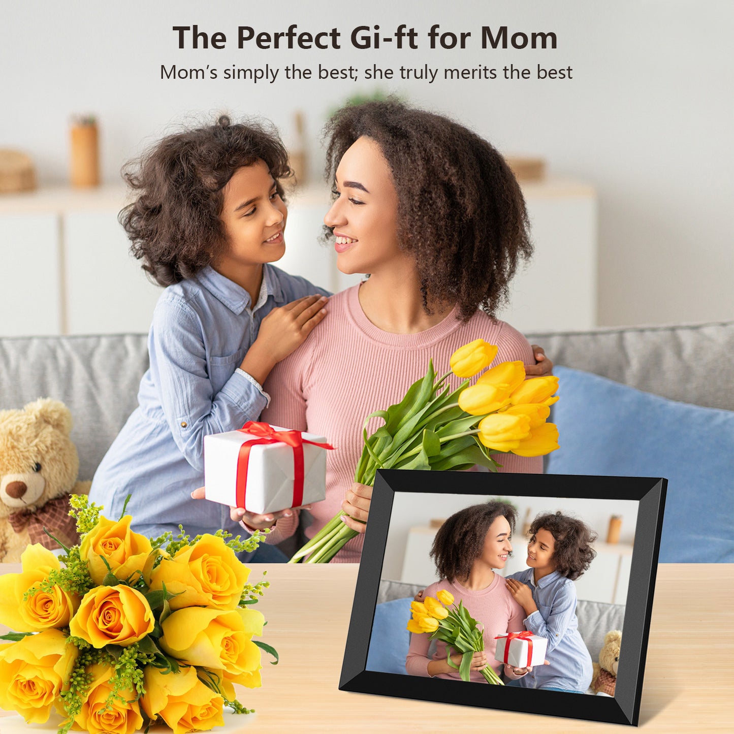 SSAWiFiFRAME Digital Photo Frame 10.1 inch WiFi Digital Picture Frame IPS Touch Screen 32GB Storage