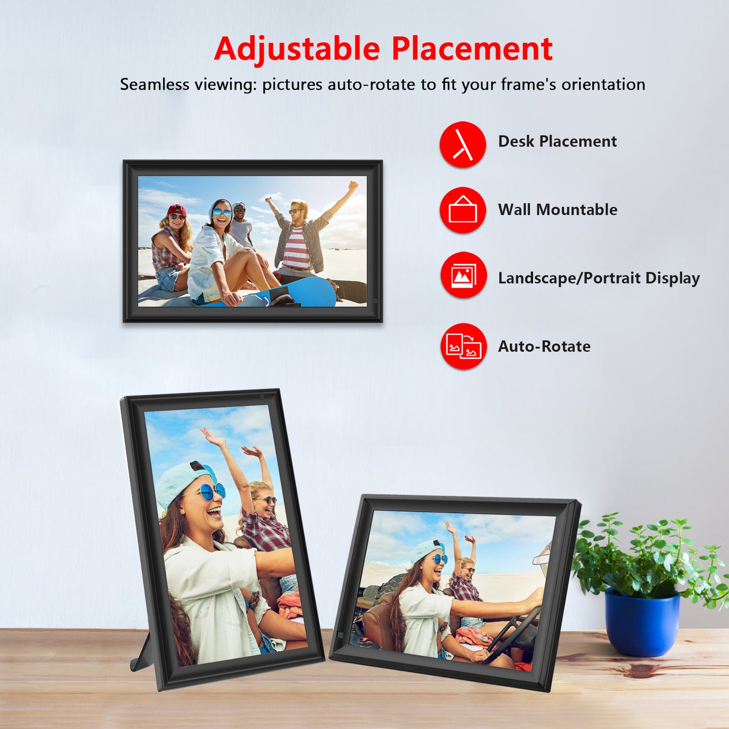 15.6" Frameo Digital Picture Frame WiFi, 1920x1080 IPS FHD Touch Screen Large Electronic Photo Frames, Send Photos from Your Phone from Anywhere, Best Gifts for Parents and Grandparents