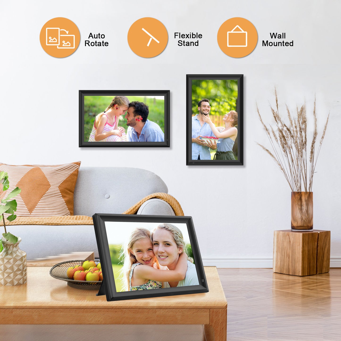 64GB FRAMEO 15.6 inch WiFi Digital Picture Frame 1920x1080 FHD Large Smart Digital Photo Frame IPS Touch Screen Auto-Rotate Wall Mountable Motion Sensor Share Photos/Videos Instantly via APP