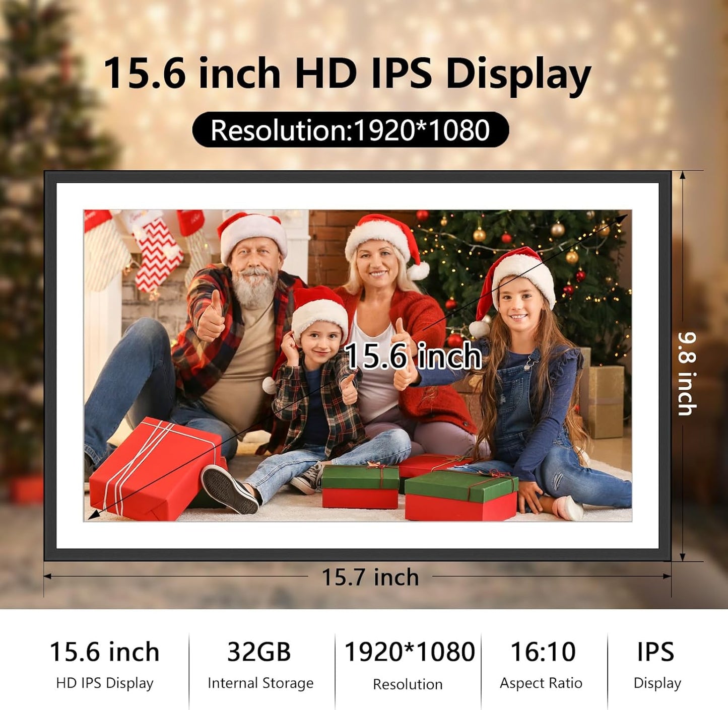 SSAWIFIFRAME 15.6 inch Large Digital Picture Frame 32GB WiFi Digital Photo Frame