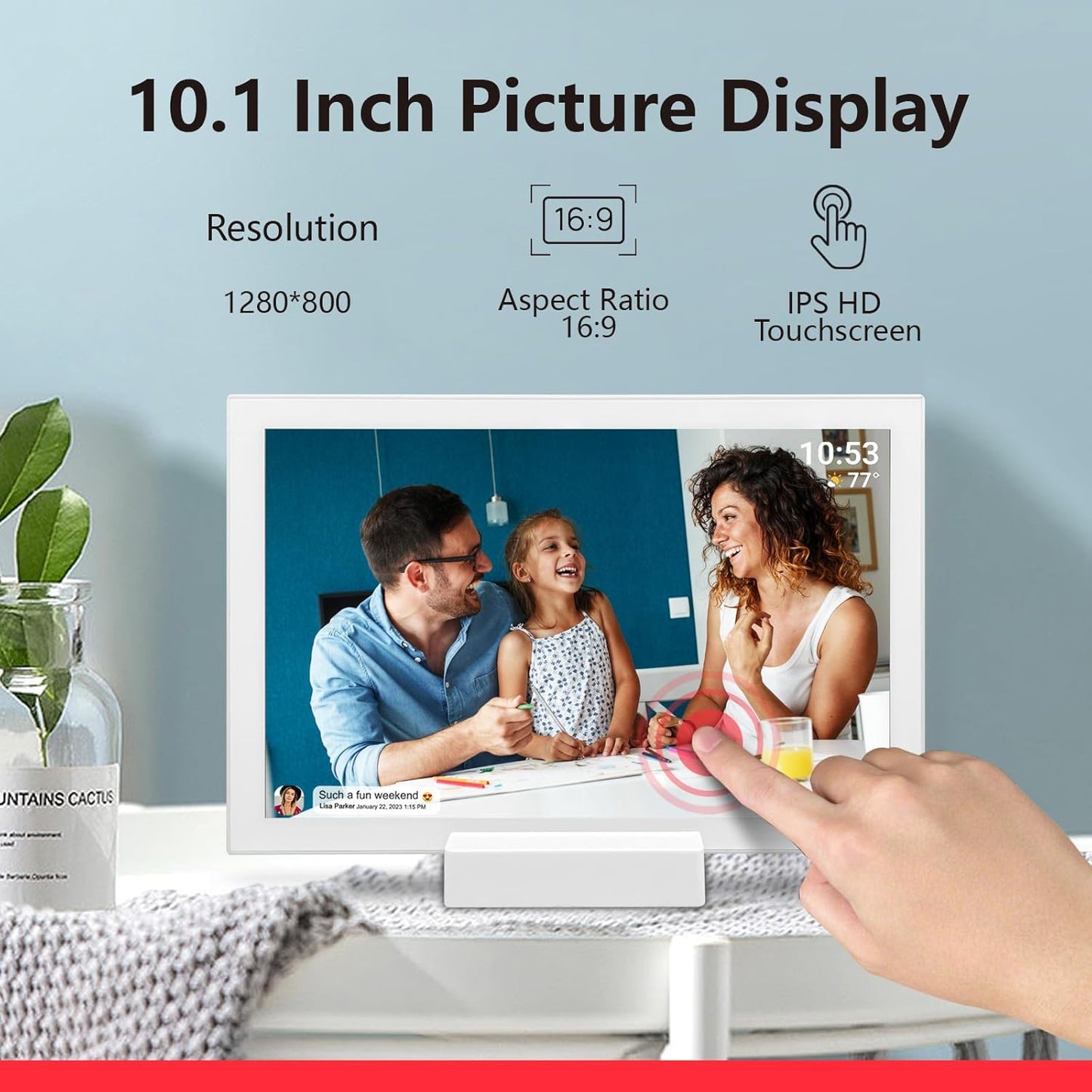 FRAMEO 10.1 Inch WiFi Digital Photo Frame with 5000mAh Battery