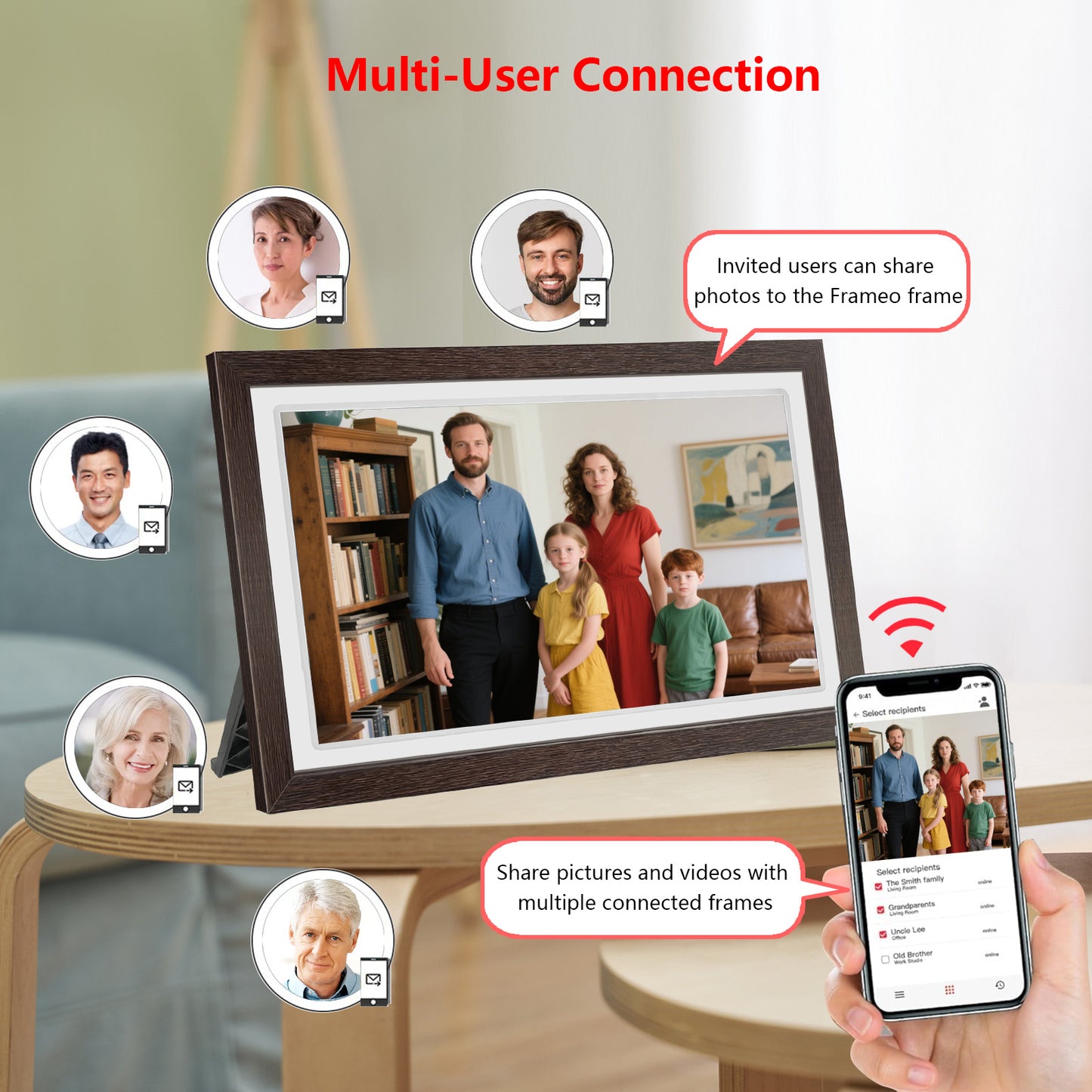 21.5" Large Frameo Digital Photo Frame, 32GB WiFi Digital Picture Frame with 1920x1080 FHD IPS Touch Screen, USB Drive/SD Card, Wall Mountable Auto-Rotate, Easy Share Photos/Videos from Anywhere