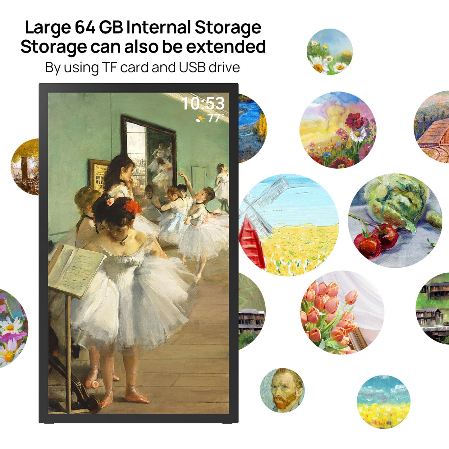 64GB 21.5inch FRAMEO Digital Photo Frame with 1920x1080 FHD IPS LCD Touch Screen, Dual-WiFi Share Photos & Videos Via Frameo App, Support USB Drive/Mirco SD Card Extend Storage, Auto-Rotat