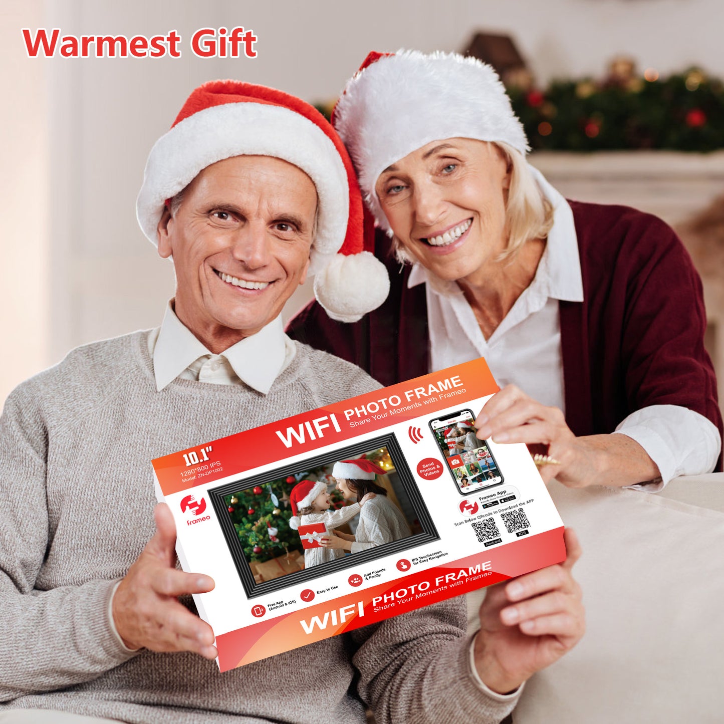 FRAMEO Digital Photo Frame, 10.1 Inch WiFi Digital Picture Frame with IPS Touch Screen, 32GB Storage, Easy to Share Photos or Videos via FRAMEO APP Auto-Rotate Black