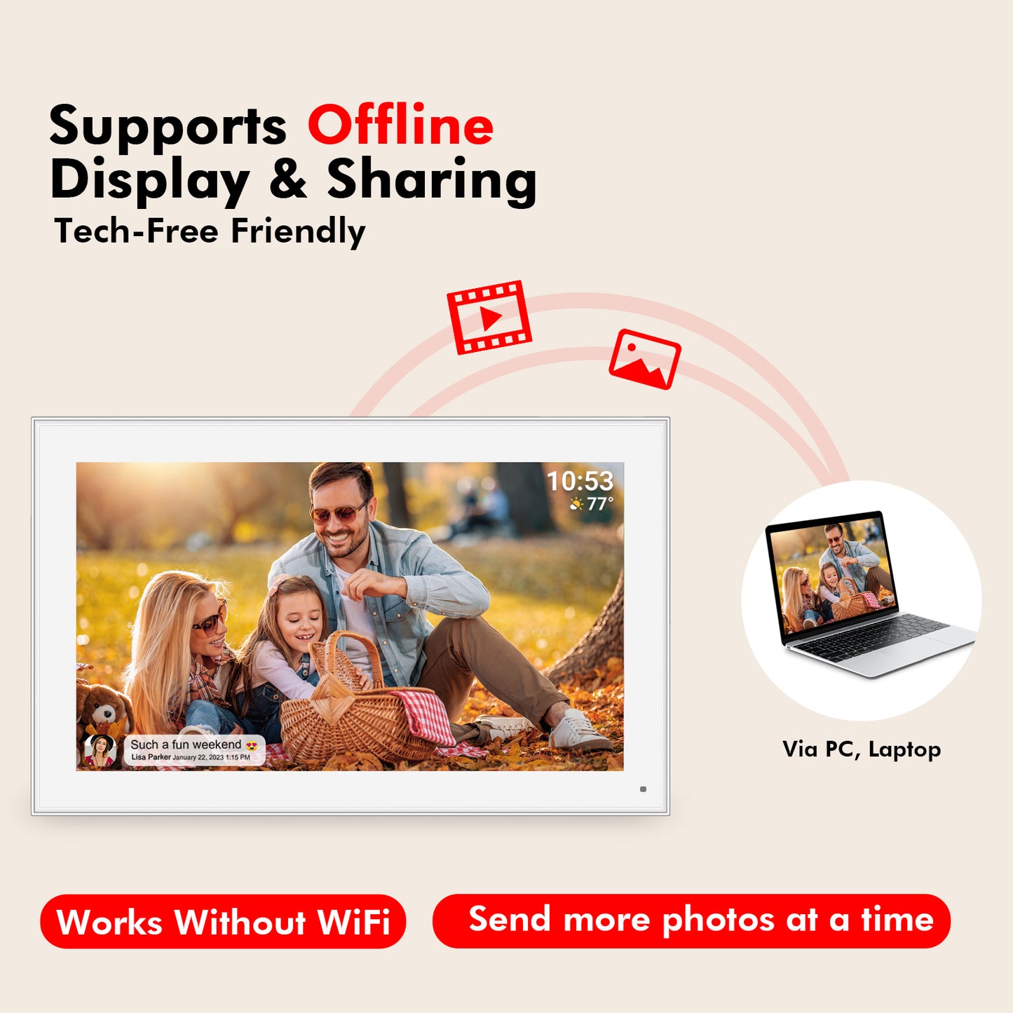 15.6" Frameo Digital Picture Frame WiFi, 1920x1080 IPS FHD Touch Screen Large Electronic Photo Frames, Send Photos from Your Phone from Anywhere, Best Gifts for Parents and Grandparents