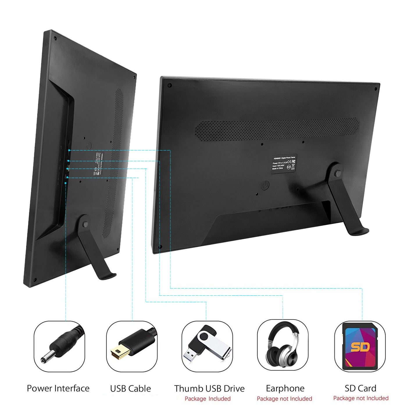 FRAMEO 15.6inch 32GB Digital Photo Frame with 1920x1080 FHD IPS LCD Touch Screen
