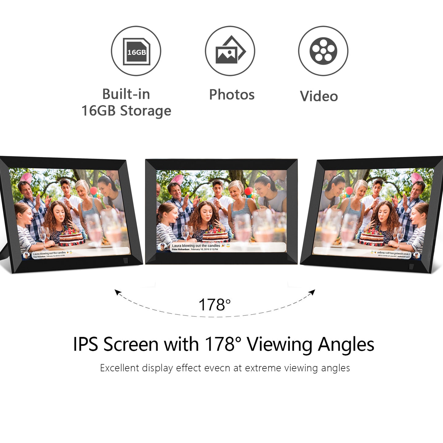 FRAMEO Digital Photo Frame WiFi 8 Inch 1920×1200 FHD Touch Screen IPS Display, 16GB Storage, Support USB Drive/SD Card, Auto-Rotate, Easy Setup to Share Photos or Videos Anywhere via Free App