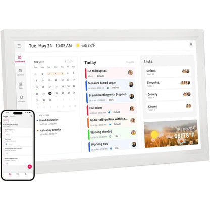 21.5 Inch Smart Digital Calendar, Wall Electronic Calendar, 1920 * 1080 IPS Full HD Touch Screen Display for Family Meal Planner Support - Streamline Household Organization