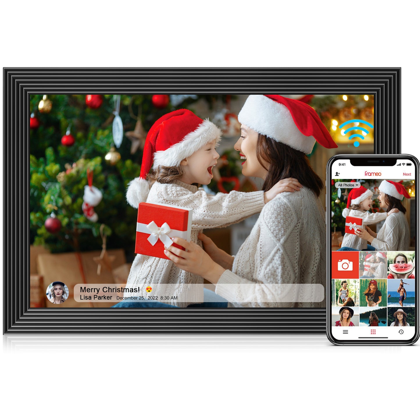 FRAMEO WiFi Digital Photo Frame, 10.1 Inch Digital Picture Frame, 1280x800 IPS LCD Touch Screen, Auto-Rotat Built in 32GB Memory, Share Moments Instantly via Frameo App from Anywhere, New Model Black