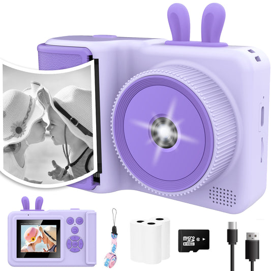 Kids Instant Print Camera,1080P Videos Digital Camera for Kids, Toddler Camera for Christmas Birthday Toy Gifts for Girls/Boys Age 3-12, Portable Kids Camera for 3 4 5 6 7 8 9 10 with SD Card