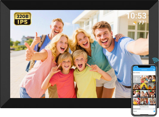 SSAWiFiFRAME Digital Photo Frame 10.1 inch WiFi Digital Picture Frame IPS Touch Screen 32GB Storage