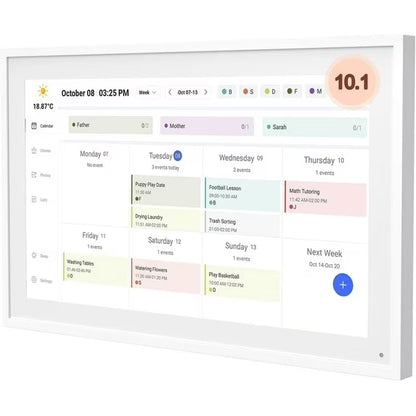 10.1 Inch Smart Digital Calendar Planner & Chore Chart, IPS HD Touchscreen Interactive Display for Family Schedules, Desk Stand Included - Share Photos/Videos