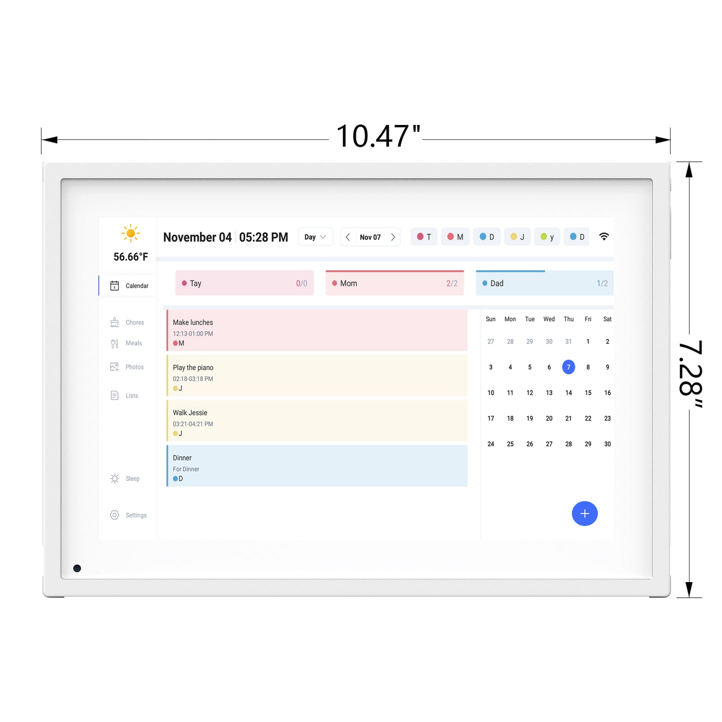 10.1" Digital Calendar, Meal Planner, Duty Chart, to Do List,HD Smart Touch Screen Home Interactive Smart Electron Calender - Built-in Digital Photo Frame Function (white, 10.1)