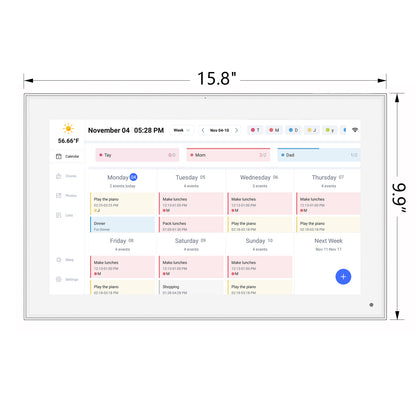 15.6 Inch Smart Digital Calendar Wall Planner & Chore Chart, IPS FHD 1920x1080 Touchscreen Interactive Display for Family Schedules, Streamline Household Organization
