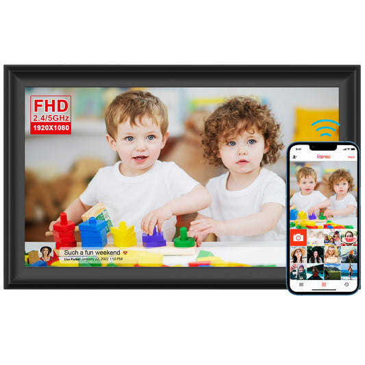 64GB 15.6inch FRAMEO Digital Photo Frame with 1920x1080 FHD IPS LCD Touch Screen, Dual-WiFi Share Photos & Videos Via Frameo App, Support USB Drive/SD Card Extend Storage, Motion Sensor, Auto-Rotate
