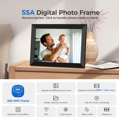 SSAWiFiFRAME Digital Photo Frame 10.1 inch WiFi Digital Picture Frame IPS Touch Screen 32GB Storage