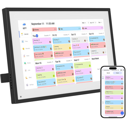 10.1 Inch Digital Calendar+Digital Picture Frame, 2026-2027 Desk Calendar Smart WiFi Planner&Chore Chart, IPS HD Interactive Touchscreen Display For Family Schedules