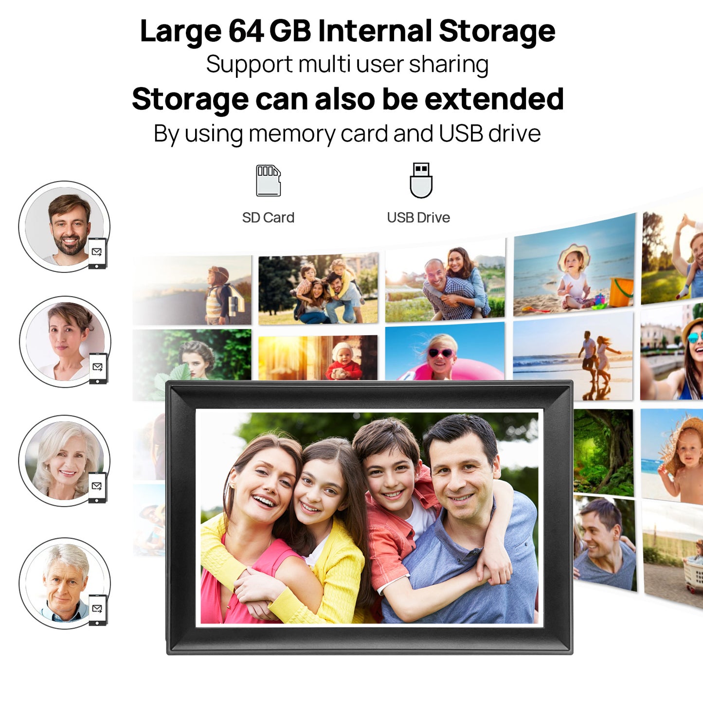 FRAMEO 10.5 Inch Smart WiFi Digital Photo Frame 1920x1280 FHD IPS LCD Touch Screen, Auto-Rotate, 64GB Storage, Support SD Card & USB Drive, Share Moments Instantly via Frameo App from Anywhere