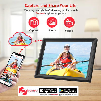 15.6" Frameo Digital Picture Frame WiFi, 1920x1080 IPS FHD Touch Screen Large Electronic Photo Frames, Send Photos from Your Phone from Anywhere, Best Gifts for Parents and Grandparents