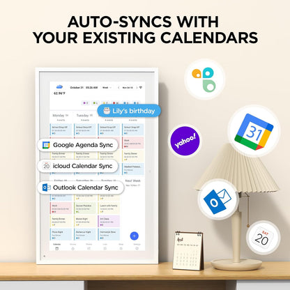 Smart Digital Calendar, Wall Electronic Calendar, IPS Full HD Touch Screen Display for Family Meal Planner Support - Streamline Household Organization