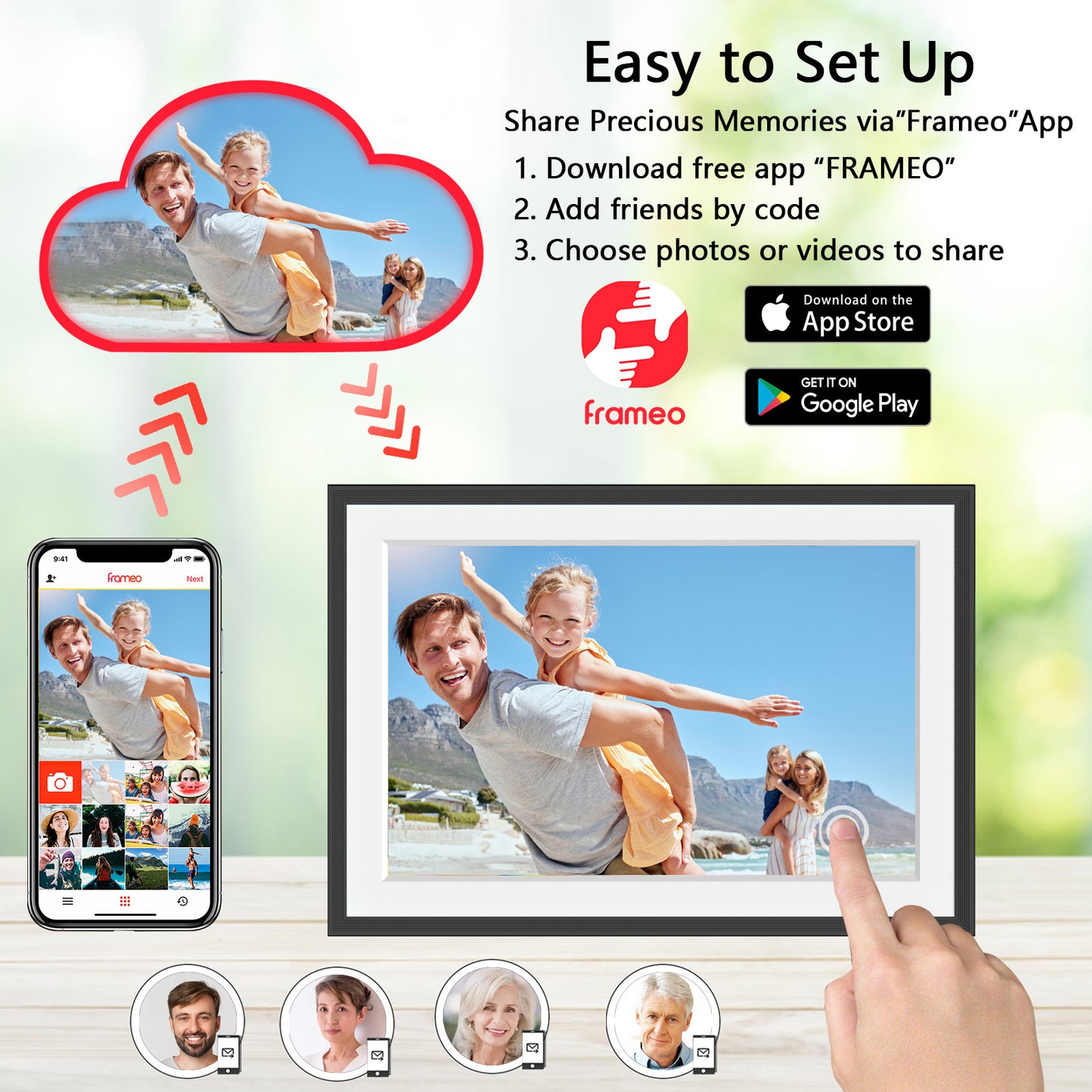 iYooker 10.1 inch FRAMEO Wifi Digital Picture Frame, 32GB IPS Smart Digital Photo Frame with Wifi and Frameo Free App, Auto-Rotate, Christmas Gift