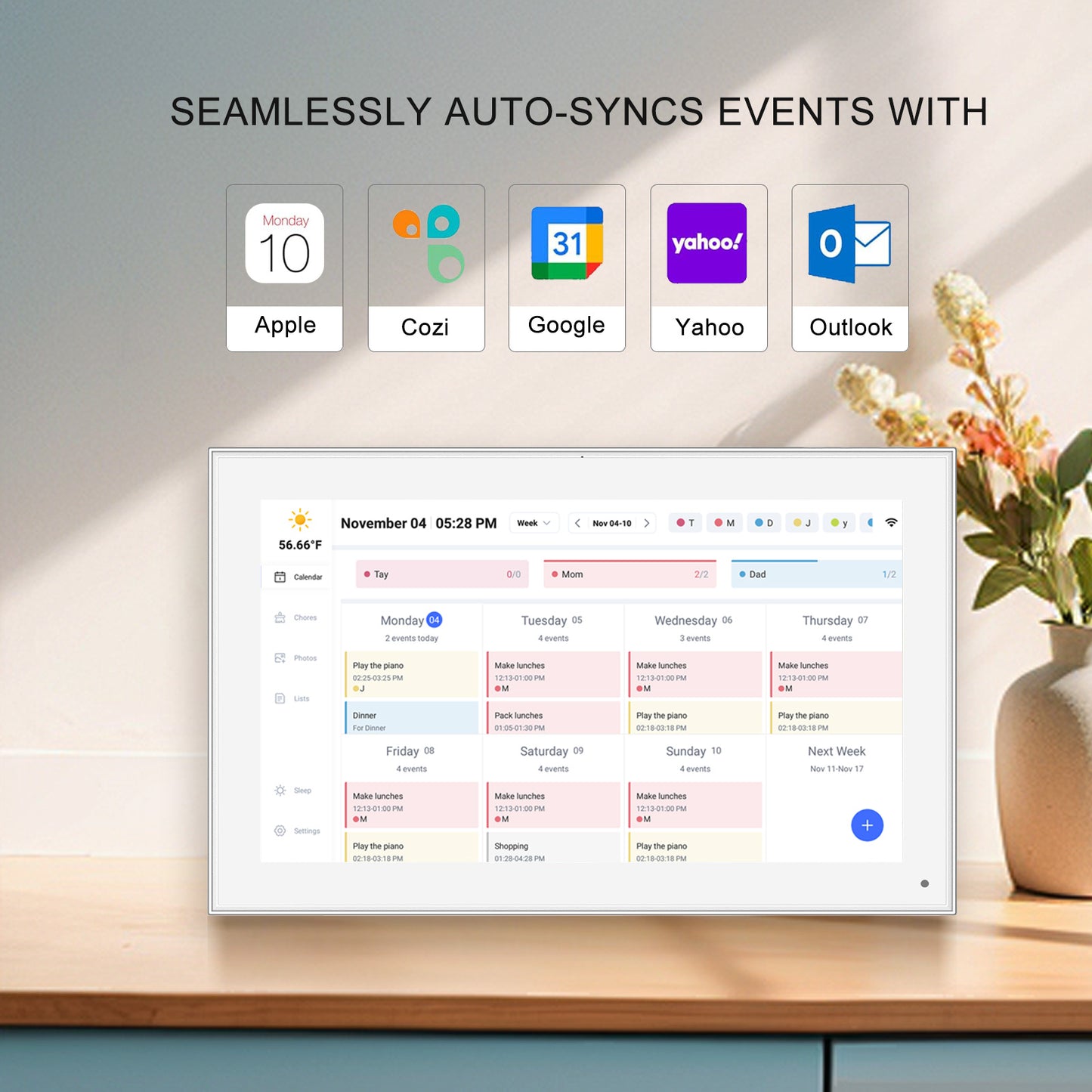 15.6 Inch Digital Calendar Wall Touch Screen Syncs All Calendar Apps To Do List Notepad Family Calendar Electronic Wall Calendar Chore Chart for Kids Adults Meal Planner Smart Calendar