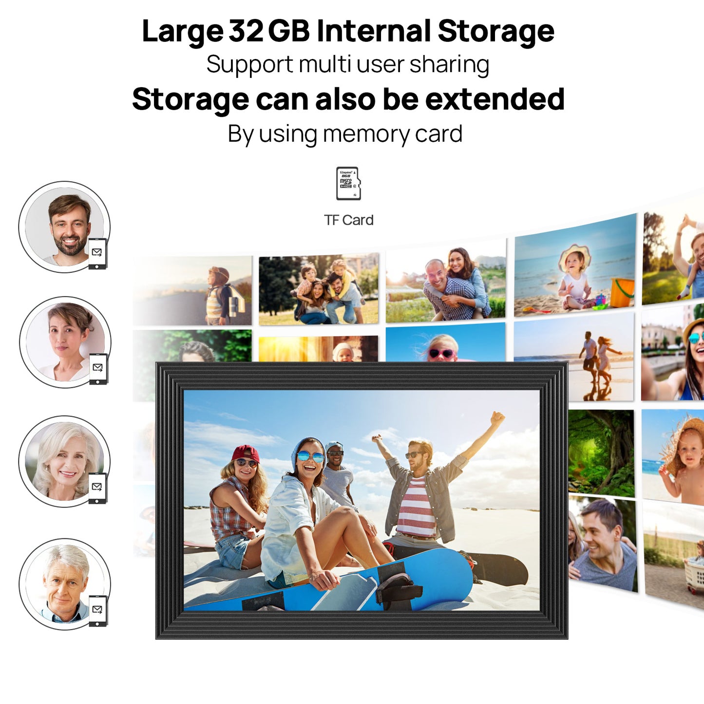 FRAMEO 10.1 Inch Smart WiFi Digital Photo Frame 1280x800 IPS LCD Touch Screen, Auto-Rotate Portrait and Landscape, Built in 32GB Memory, Share Moments Instantly via Frameo App from Anywhere