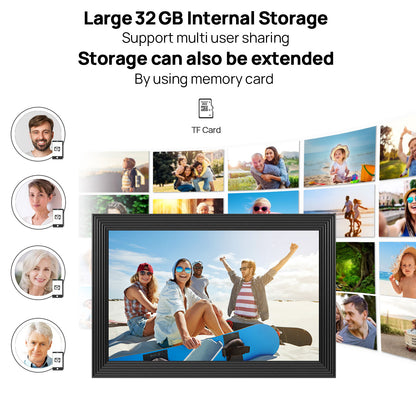FRAMEO 10.1 Inch Smart WiFi Digital Photo Frame 1280x800 IPS LCD Touch Screen, Auto-Rotate Portrait and Landscape, Built in 32GB Memory, Share Moments Instantly via Frameo App from Anywhere