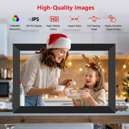 FRAMEO Digital Photo Frame, 10.1 Inch Wi-Fi Digital Picture Frame with 1280x800 IPS Touch Screen, Built-in 32GB Storage, Easy to Share Photos or Videos via Frameo App Auto-Rotate (Black)