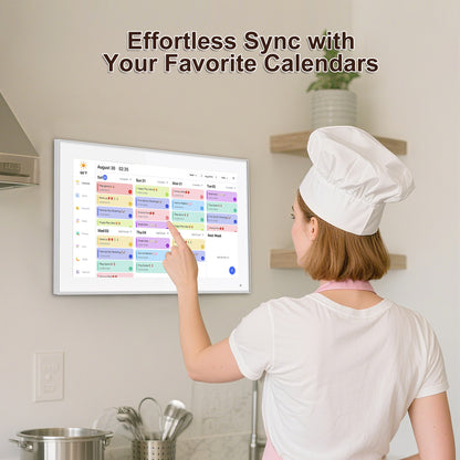 15.6 Inch Digital Calendar, Smart Digital Calendar Planner & Chore Chart, IPS FHD 1920x1080 Touchscreen Display for Family Schedules, Desk Stand Included, Digital Picture Frame to Share Photos&Videos