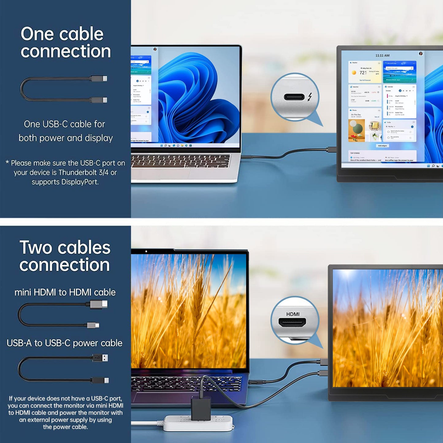 10.5inch Portable Monitor 1920x1280P FHD IPS Screen USB-C Laptop Monitor HDMI Second External Monitor for Laptop,PC,Mac Phone,PS,Xbox,Swich,IPS Ultra-Thin Zero Frame Gaming Monitor/Premium Smart Cover