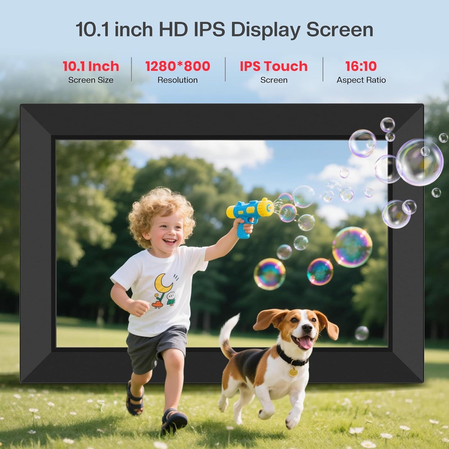 Frameo 10.1 Inch WiFi Digital Picture Frame - Smart Cloud Electronic Photo Frame with HD IPS Touch Screen, 32GB Memory, Auto-Rotate, Wall Mount, Wall Decor, Slideshow, Phone Photo/Video Sharing - Mom Gift