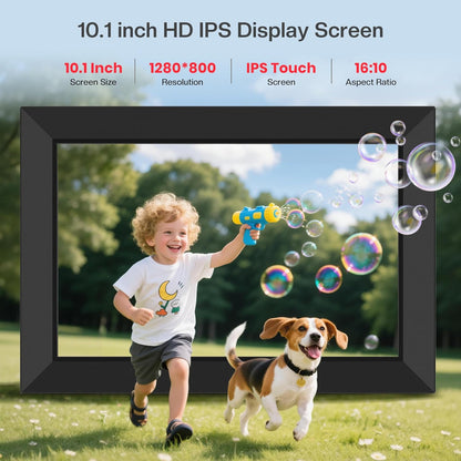 Frameo 10.1 Inch WiFi Digital Picture Frame - Smart Cloud Electronic Photo Frame with HD IPS Touch Screen, 32GB Memory, Auto-Rotate, Wall Mount, Wall Decor, Slideshow, Phone Photo/Video Sharing - Mom Gift