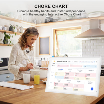 Digital Calendar: 21.5 Inch Smart Electronic Calendar Planner & Chore Chart, IPS FHD 1920x1080 Wall Touch Screen Display for Family Schedules, Desk Stand Included