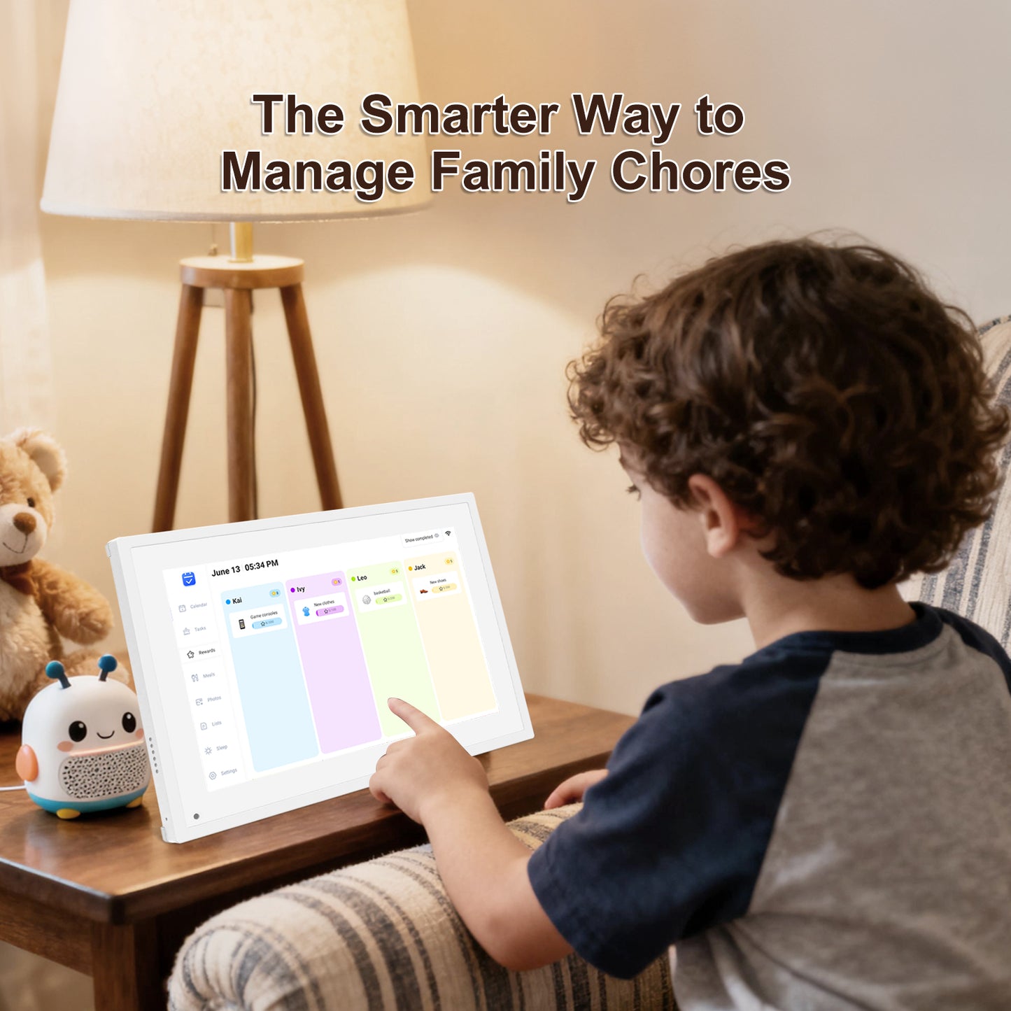 10.1 Inch Smart Digital Calendar Planner & Chore Chart, IPS HD Touchscreen Interactive Display for Family Schedules, Desk Stand Included - Share Photos/Videos