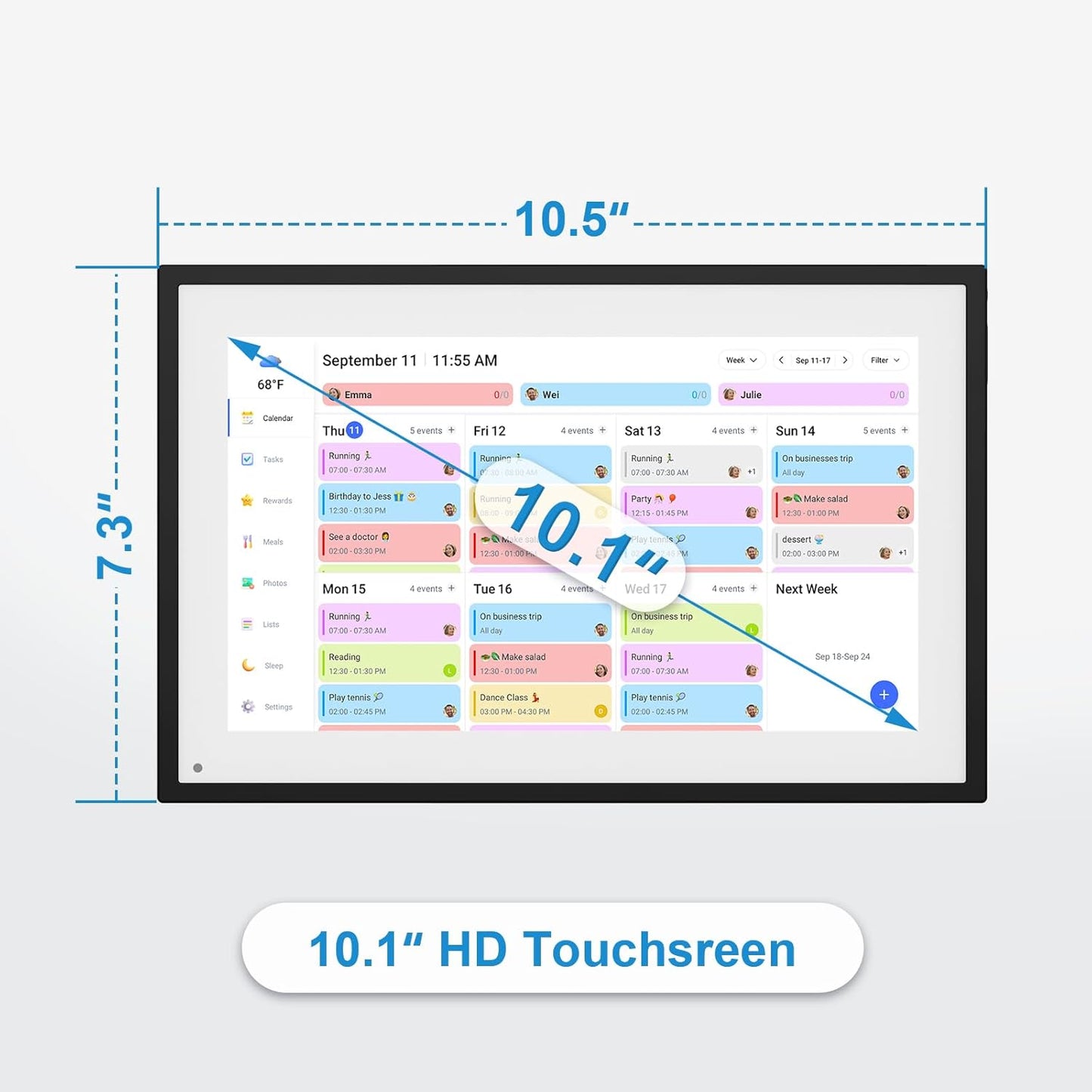 10.1 Inch Digital Calendar+Digital Picture Frame, 2026-2027 Desk Calendar Smart WiFi Planner&Chore Chart, IPS HD Interactive Touchscreen Display For Family Schedules